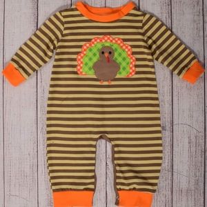 Girls Boy Romper Thanksgiving Outfit Size 3-6 months NWT Boutique Romper